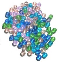 100 6mm Round Transparent Spring Mix Beads